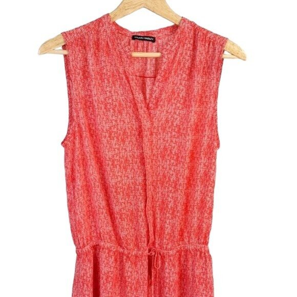 Hilary Radley Sleeveless Dress Poppy Red Orange Size 6 Knee Length Drawstring - Picture 2 of 6